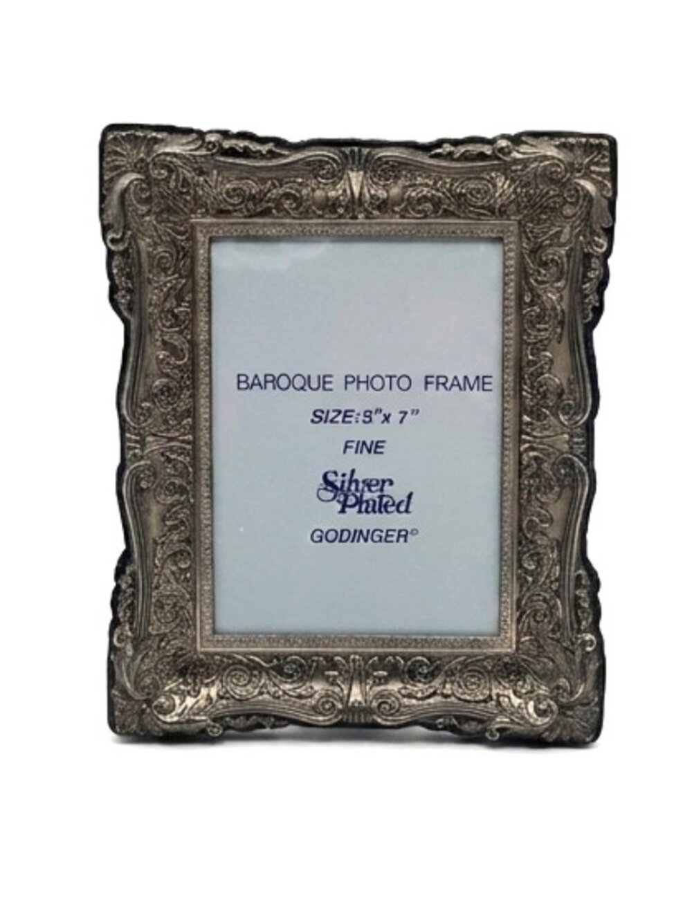 Godinger Vintage Silver Plated Baroque Photo Frame 5x7 Ornate Velvet Back